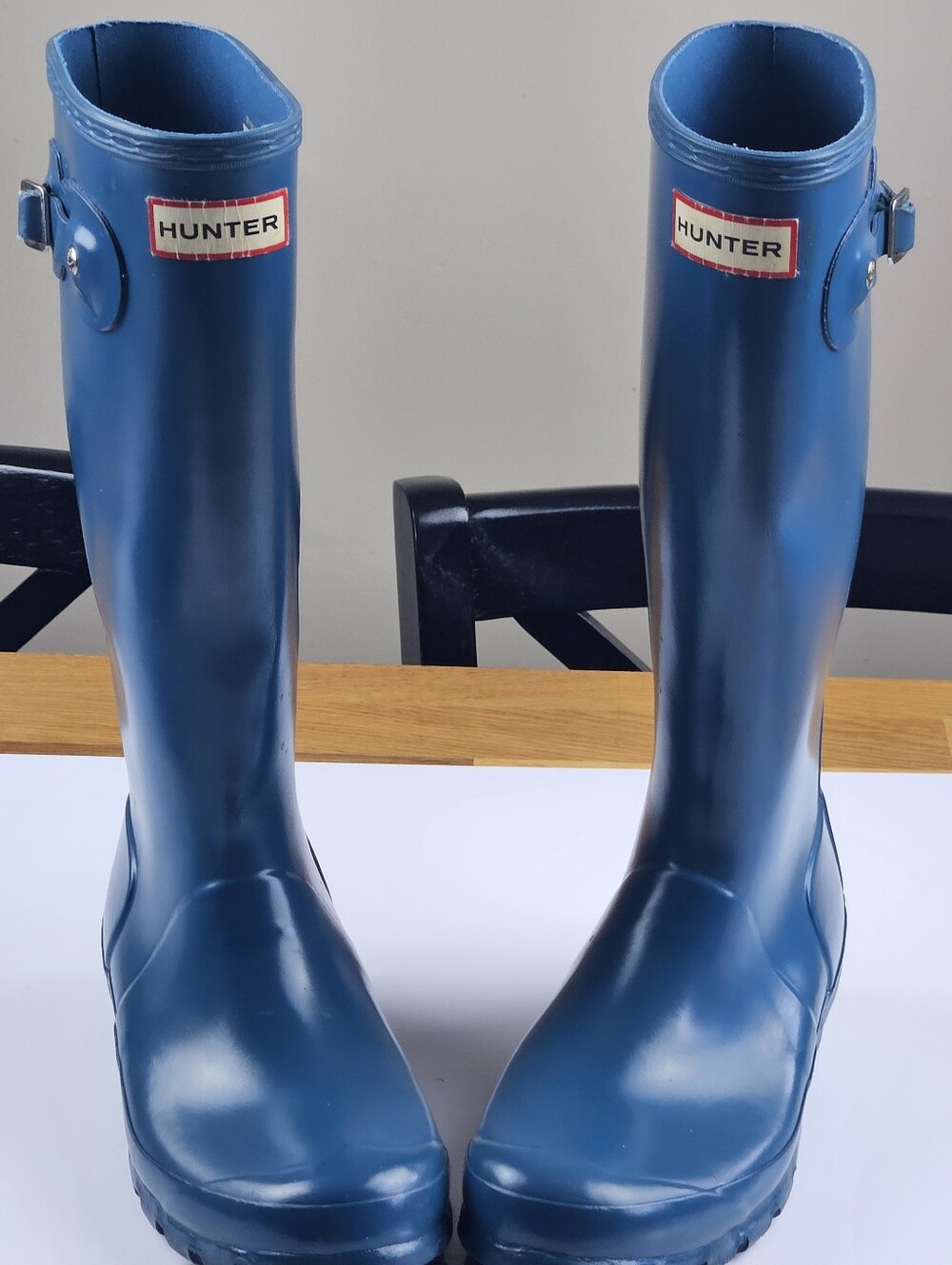 Hunter Original Kids Gloss Rain Boots Blue Size US 4B/5G EU 35/36 Waterproof